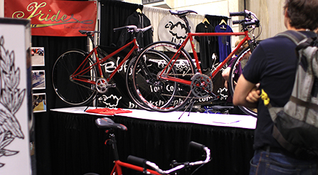 A view of IRIDE italian booth at NAHBS North American Handmade Bicycle Show urban bikes